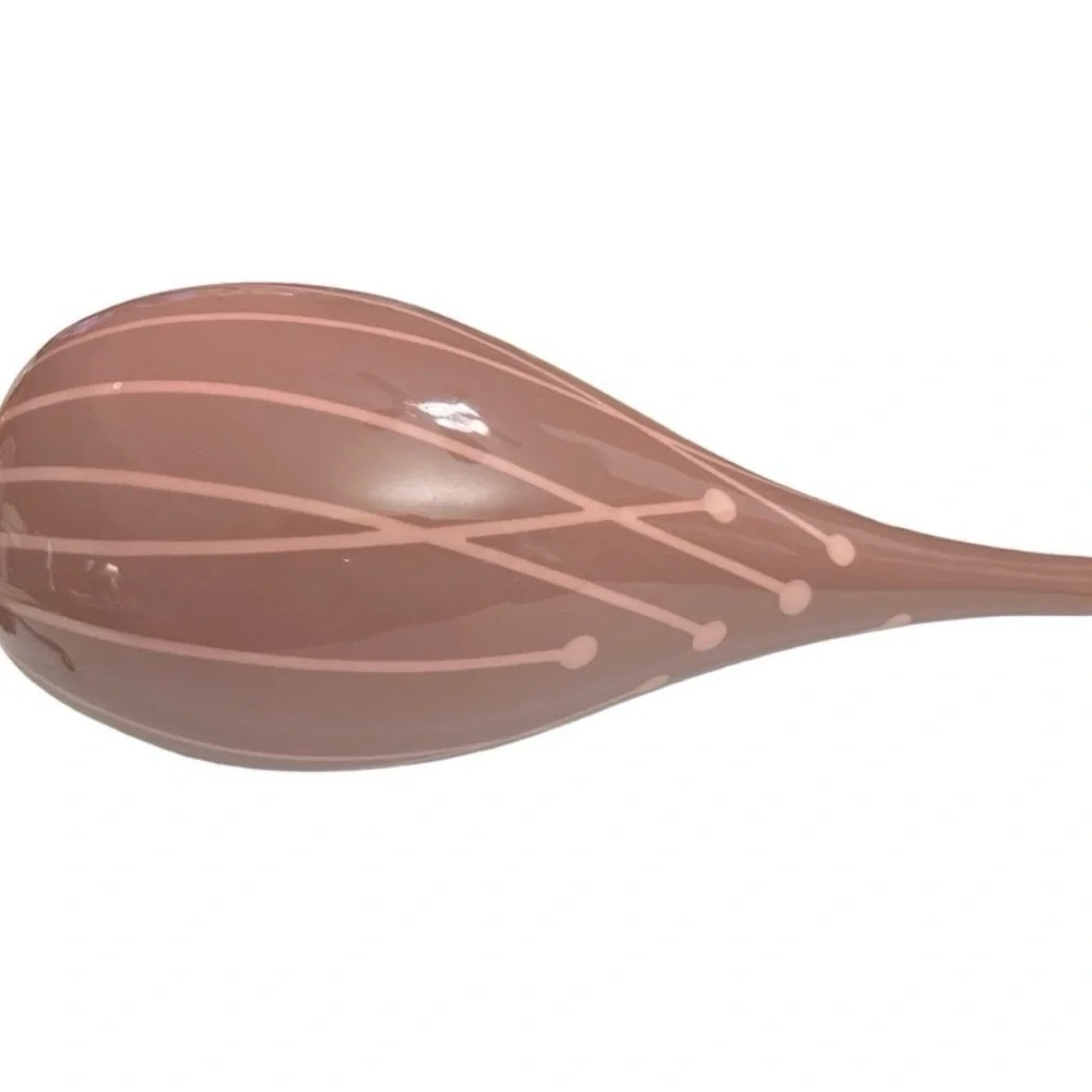Vintage MCM Mauve Pink Ceramic Teardrop Vase Mod Botanical Design 12